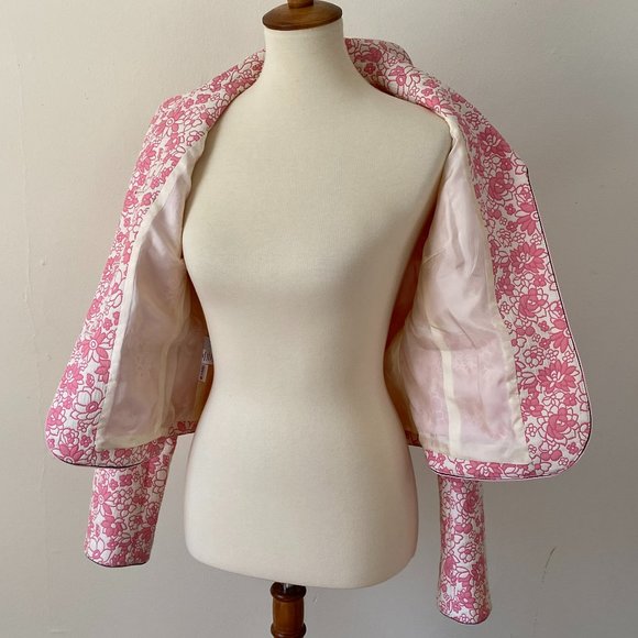 Ann Taylor Loft Pink Retro Flower Print Blazer Jacket size 4 - Picture 5 of 15